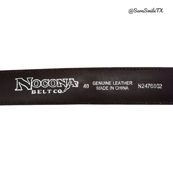 NOCONA BELT CO Mens Vintage Brown Leather Top Hand Ranger Western Belt - Picture 5 of 9